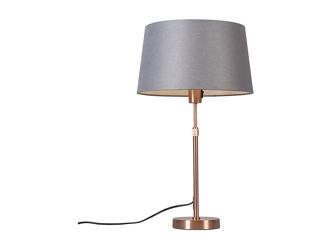 Lampe de table en cuivre avec abat-jour gris 35 cm réglable - Parte