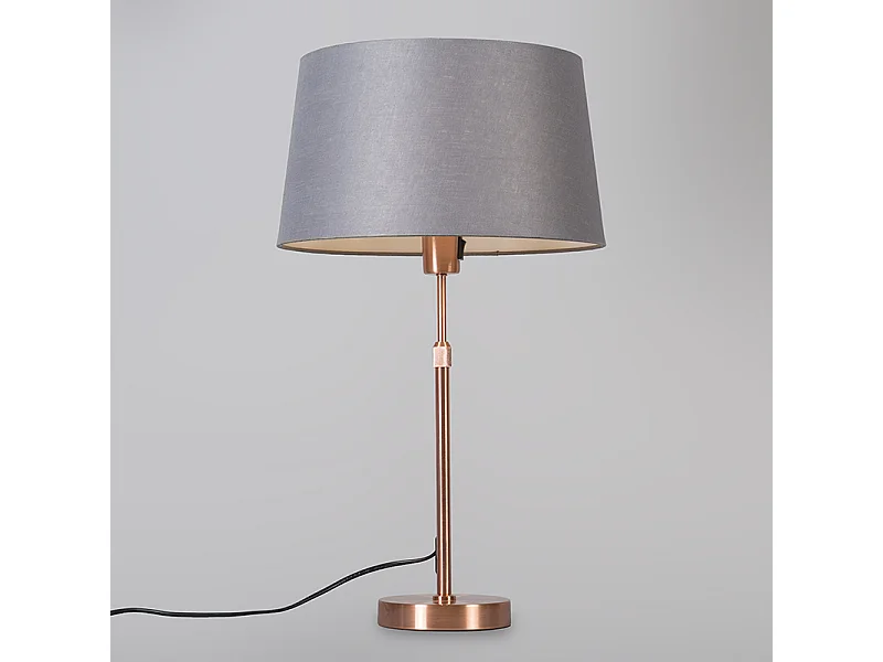 Lampe de table en cuivre avec abat-jour gris 35 cm réglable - Parte