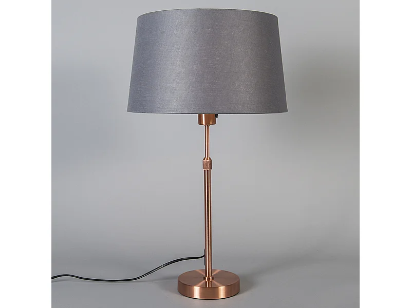Lampe de table en cuivre avec abat-jour gris 35 cm réglable - Parte