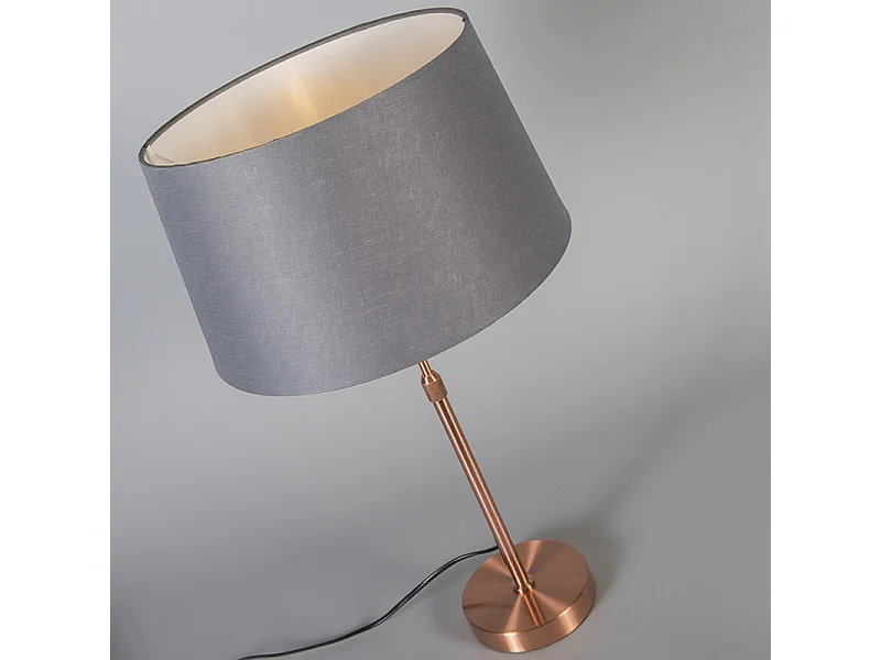 Lampe de table en cuivre avec abat-jour gris 35 cm réglable - Parte