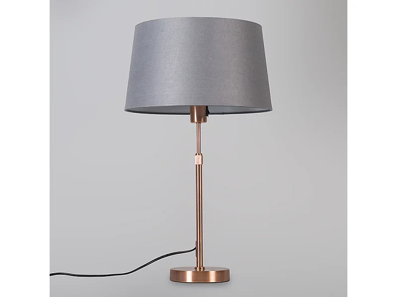 Lampe de table en cuivre avec abat-jour gris 35 cm réglable - Parte