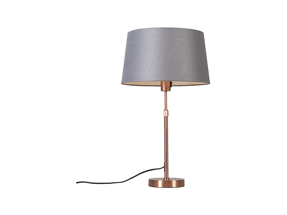 Lampe de table en cuivre avec abat-jour gris 35 cm réglable - Parte