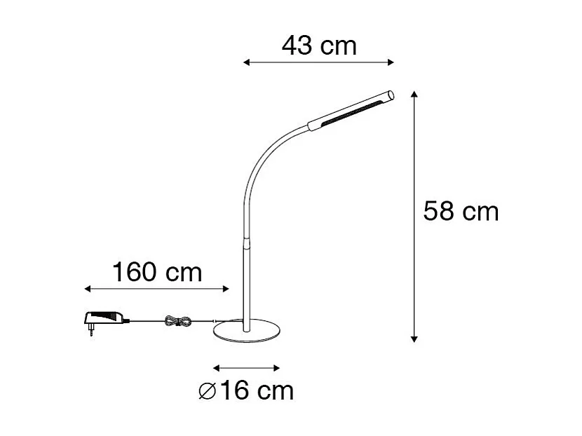 Lampe de table design noire avec LED et variateur tactile - Palka