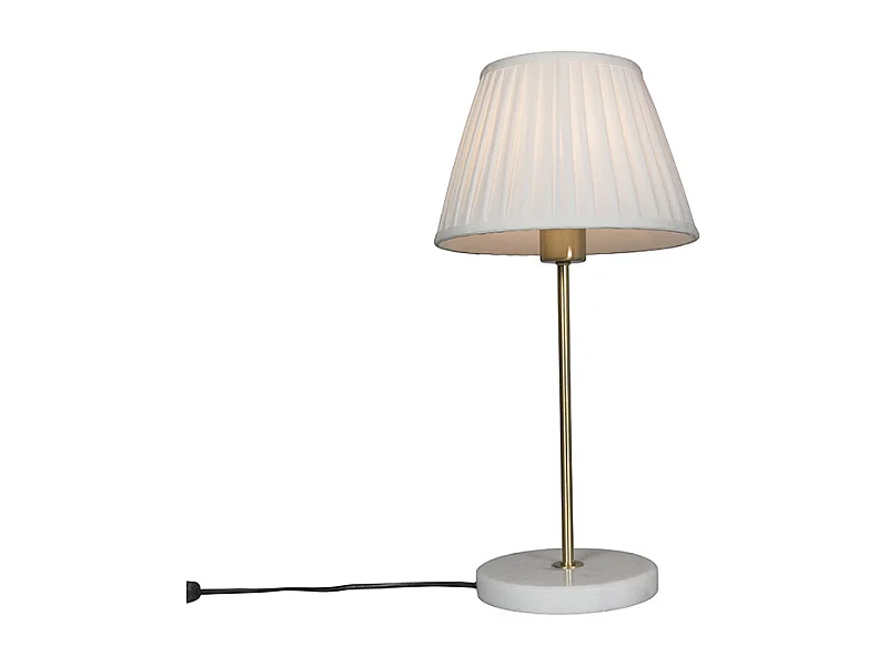 Lampe de table rétro en laiton avec abat-jour plissé crème 25 cm - Kaso