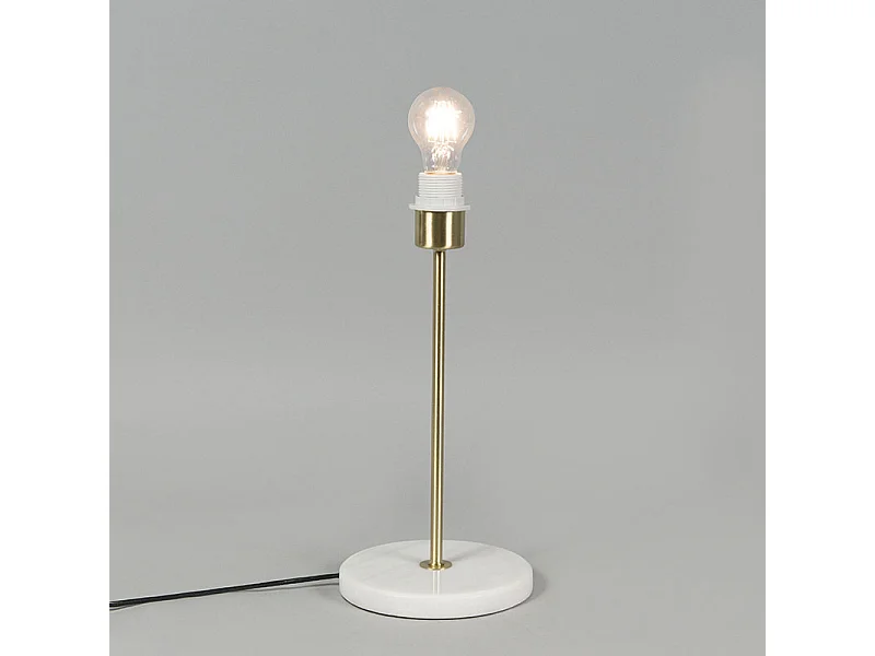 Lampe de table rétro en laiton avec abat-jour plissé crème 25 cm - Kaso