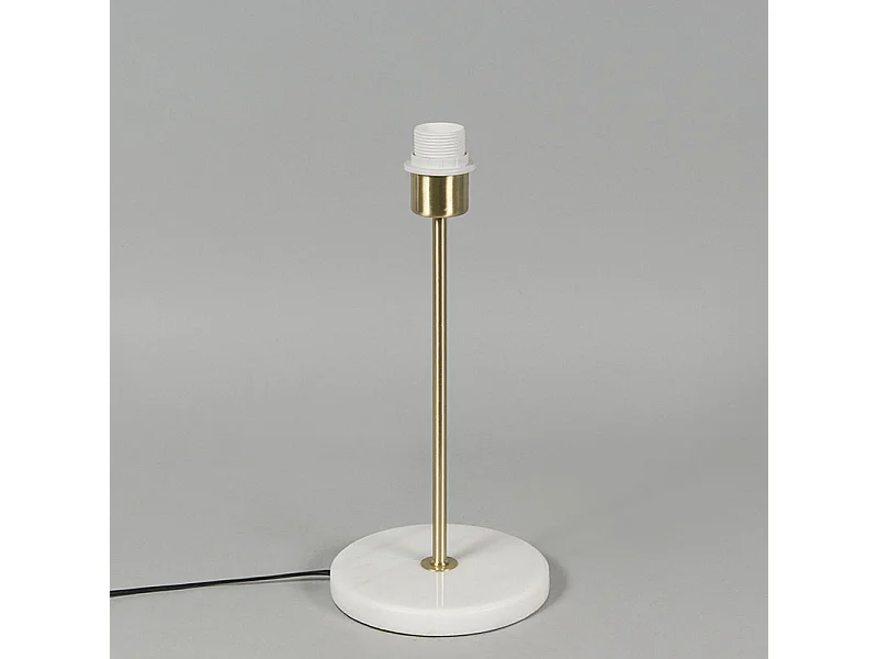 Lampe de table rétro en laiton avec abat-jour plissé blanc 25 cm - Kaso