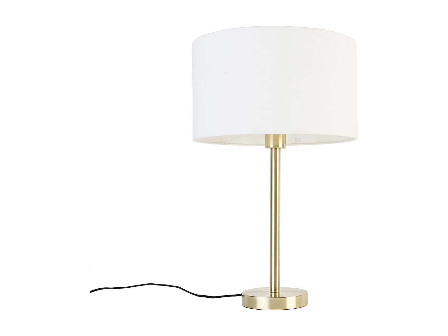 Lampe de table classique laiton avec abat-jour blanc 35 cm - Simplo