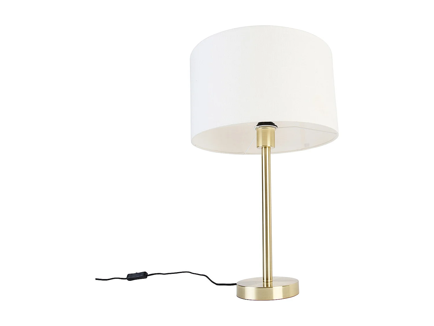 Lampe de table classique laiton avec abat-jour blanc 35 cm - Simplo