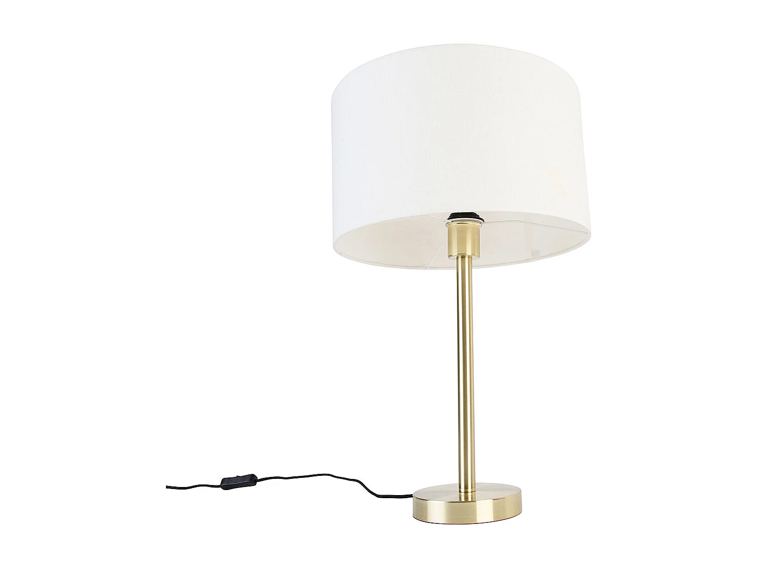 Lampe de table classique laiton avec abat-jour blanc 35 cm - Simplo
