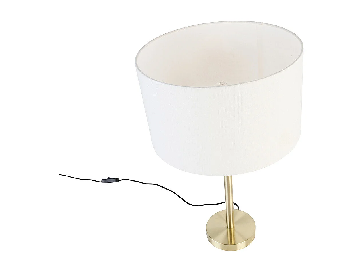 Lampe de table classique laiton avec abat-jour blanc 35 cm - Simplo