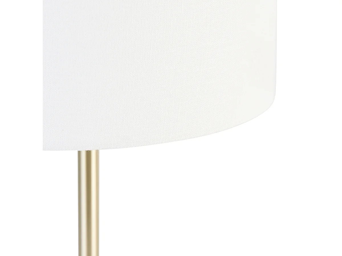 Lampe de table classique en laiton avec abat-jour blanc 35 cm - Simplo