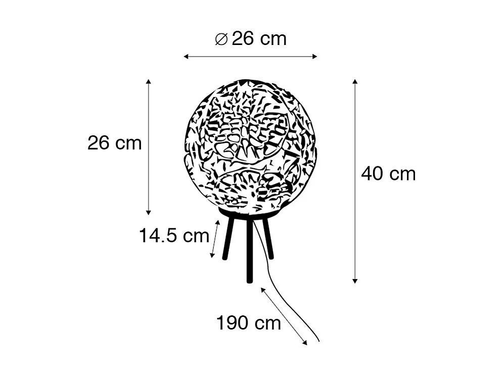 Lampe de table Art Déco trépied or avec noir - Maro