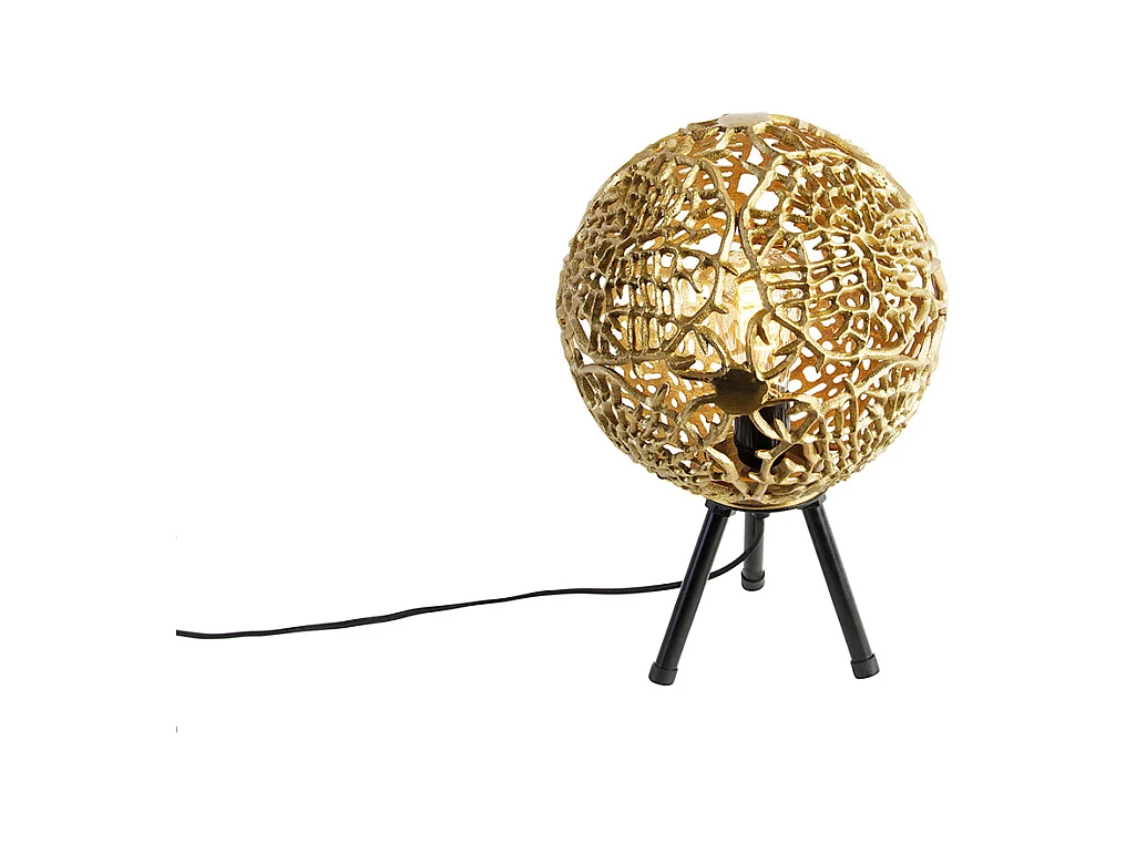 Lampe de table Art Déco trépied or avec noir - Maro