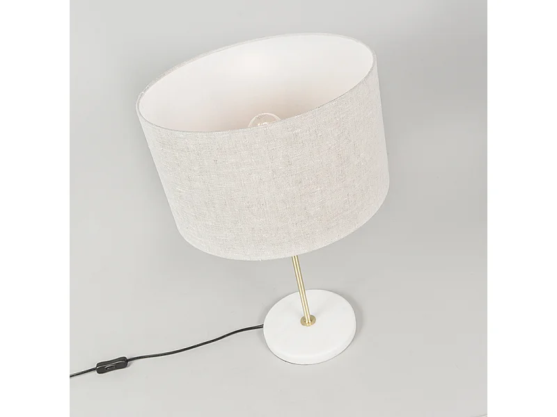 Lampe de table en laiton avec abat-jour gris 35 cm - Kaso