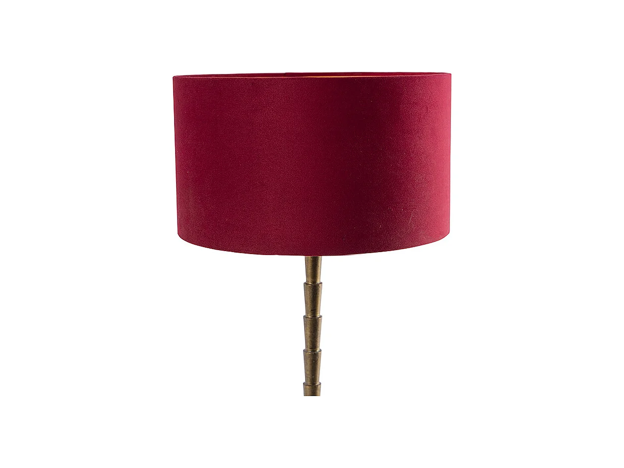 Lampe de table Art déco en bronze avec abat-jour en velours rouge 35 cm - Pisos