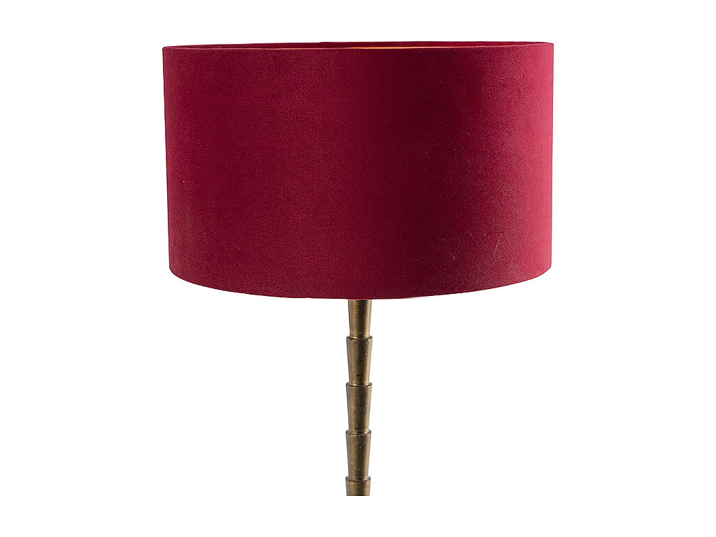 Lampe de table Art déco en bronze avec abat-jour en velours rouge 35 cm - Pisos