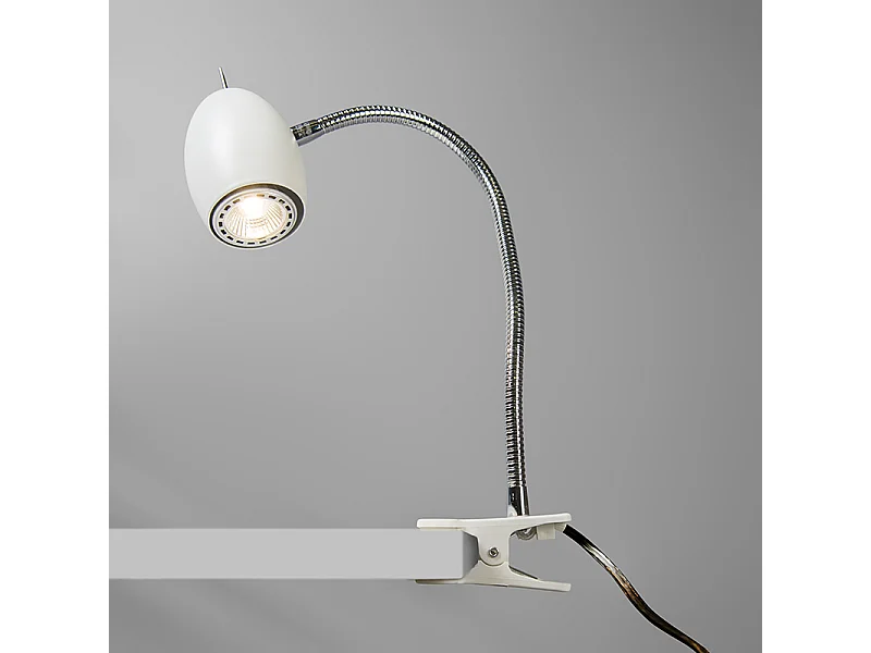 Spot à pince design blanc avec bras flexible - Oeuf