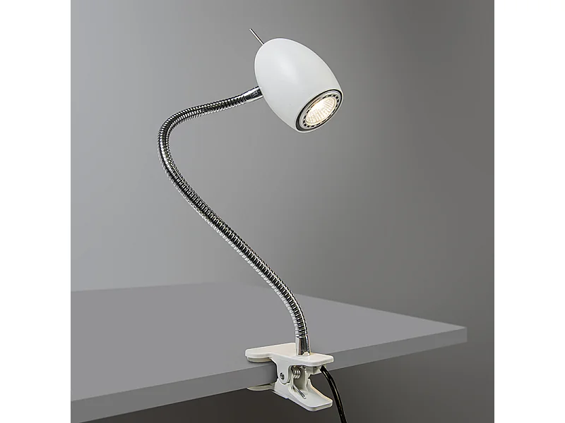 Spot à pince design blanc avec bras flexible - Oeuf