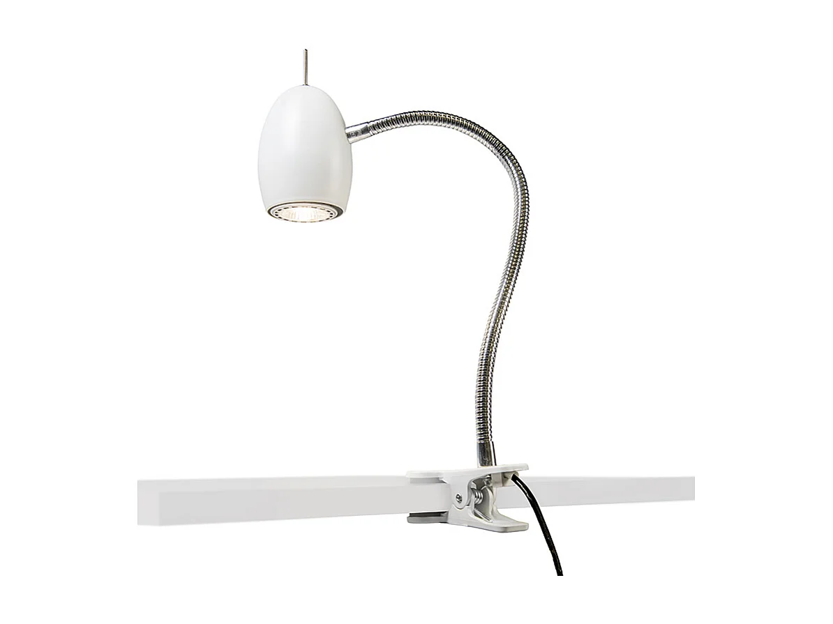 Spot à pince design blanc avec bras flexible - Oeuf