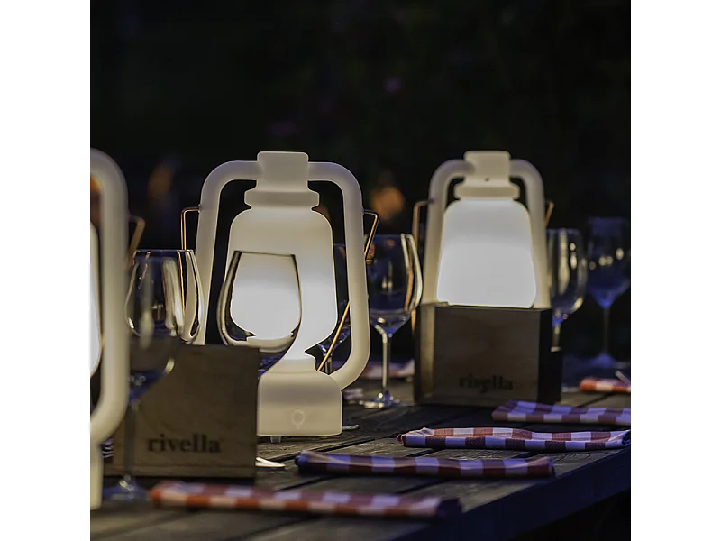 Lampe de table rechargeable 30 cm IP44 blanche - STORM SMALL