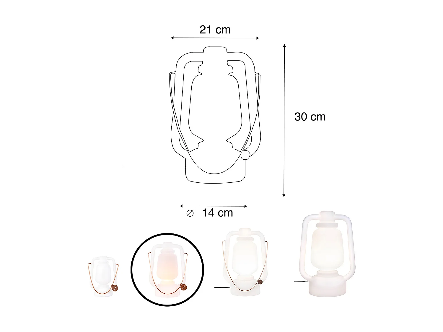 Lampe de table rechargeable 30 cm IP44 blanche - STORM SMALL