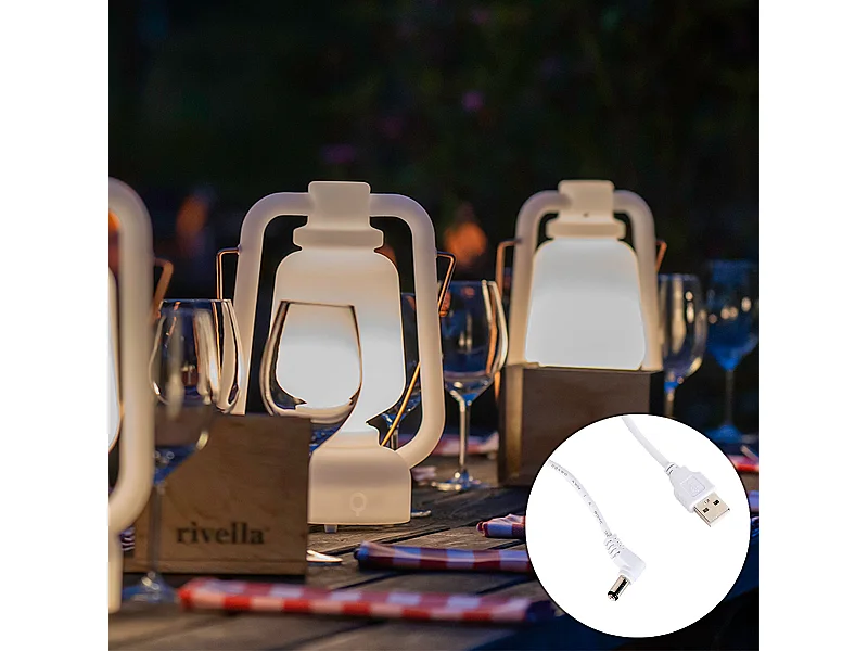 Lampe de table rechargeable 30 cm IP44 blanche - STORM SMALL