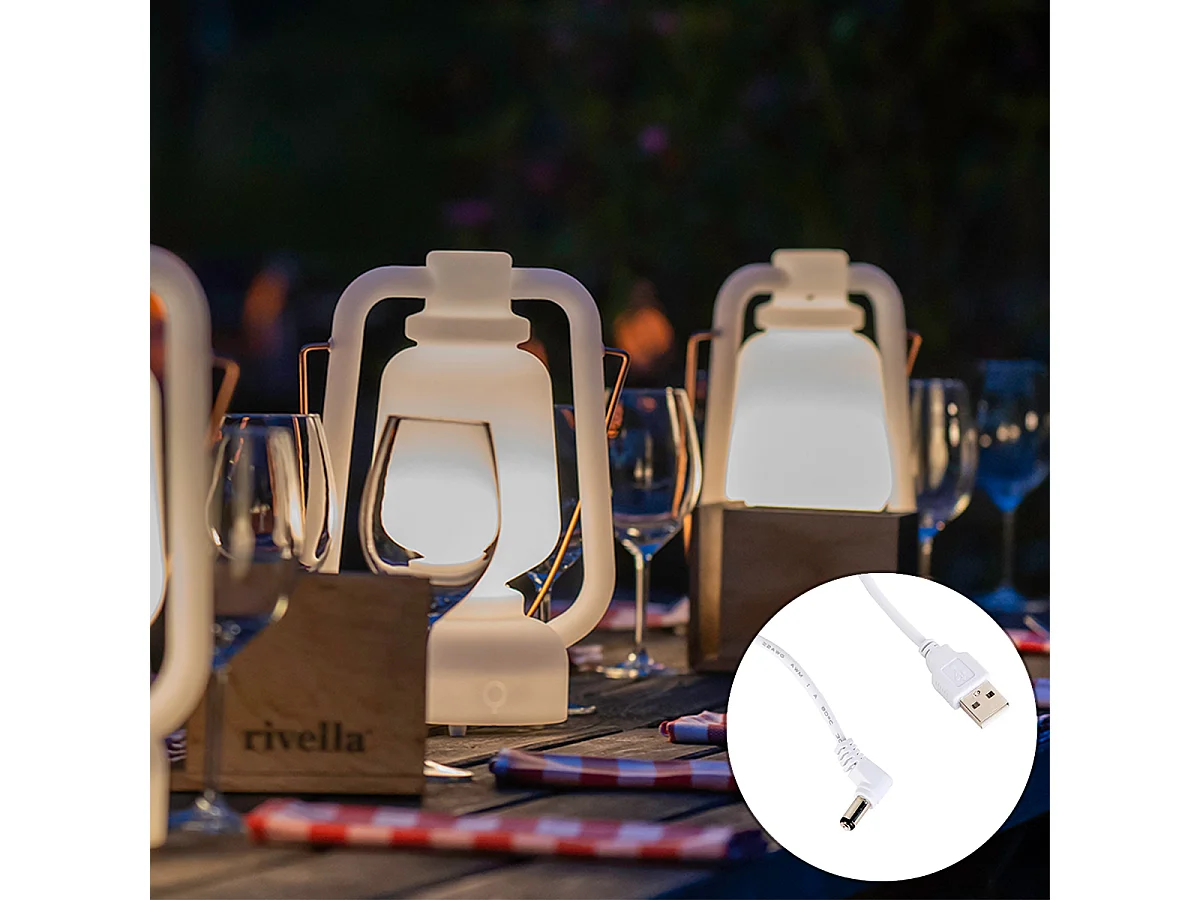 Lampe de table rechargeable 30 cm IP44 blanche - STORM SMALL