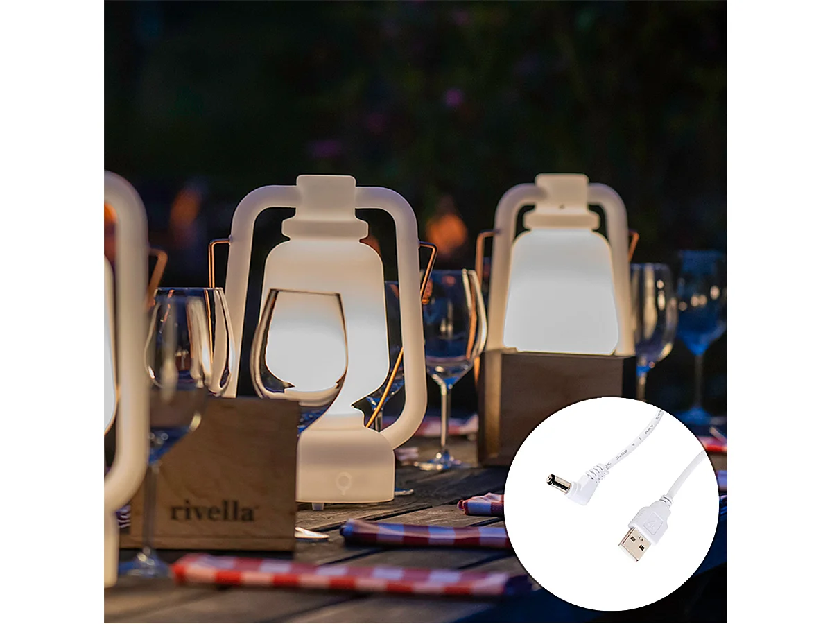 Lampe de table rechargeable 30 cm IP44 blanche - STORM SMALL