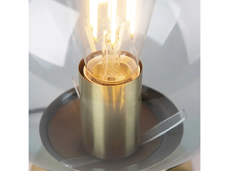 Lampe de table art déco en laiton avec verre bleu - Pallon