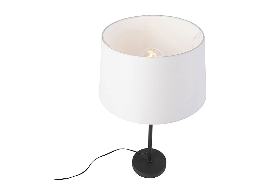 Lampe de table noire avec abat-jour en lin blanc 35 cm réglable - Parte