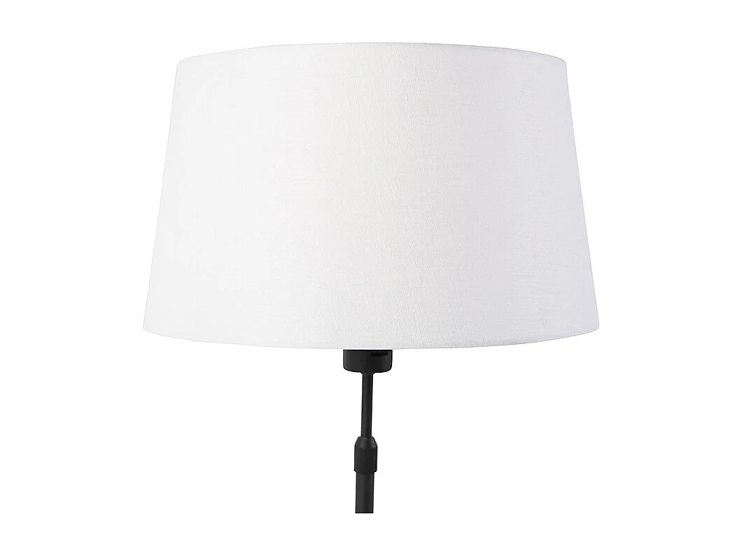 Lampe de table noire avec abat-jour en lin blanc 35 cm réglable - Parte