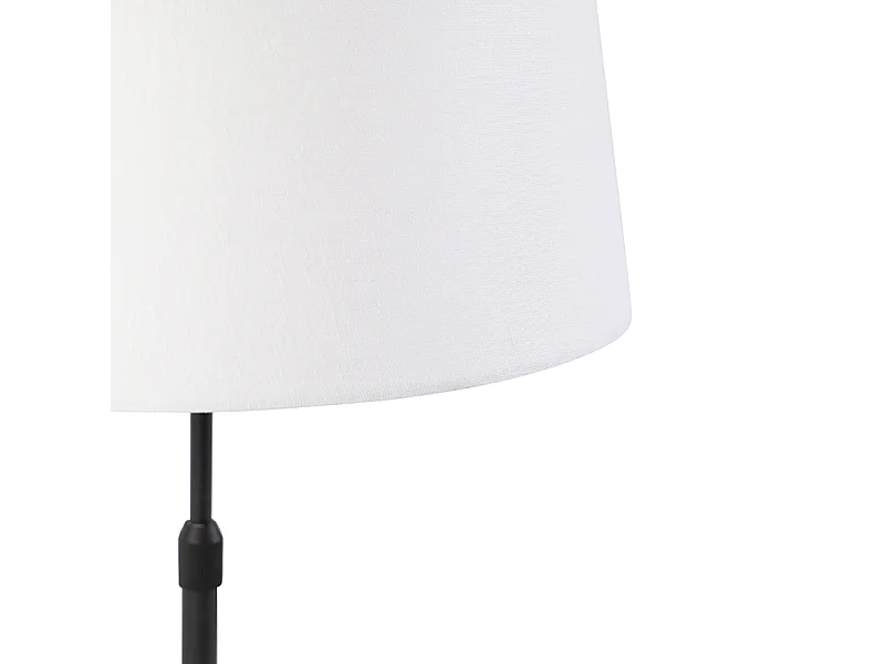 Lampe de table noire avec abat-jour en lin blanc 35 cm réglable - Parte