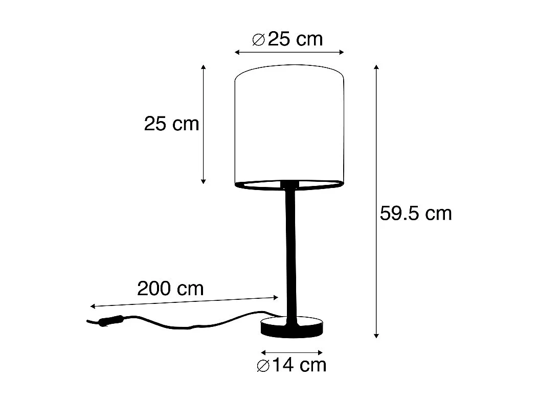 Lampe de table moderne noire avec abat-jour léopard 25 cm - Simplo