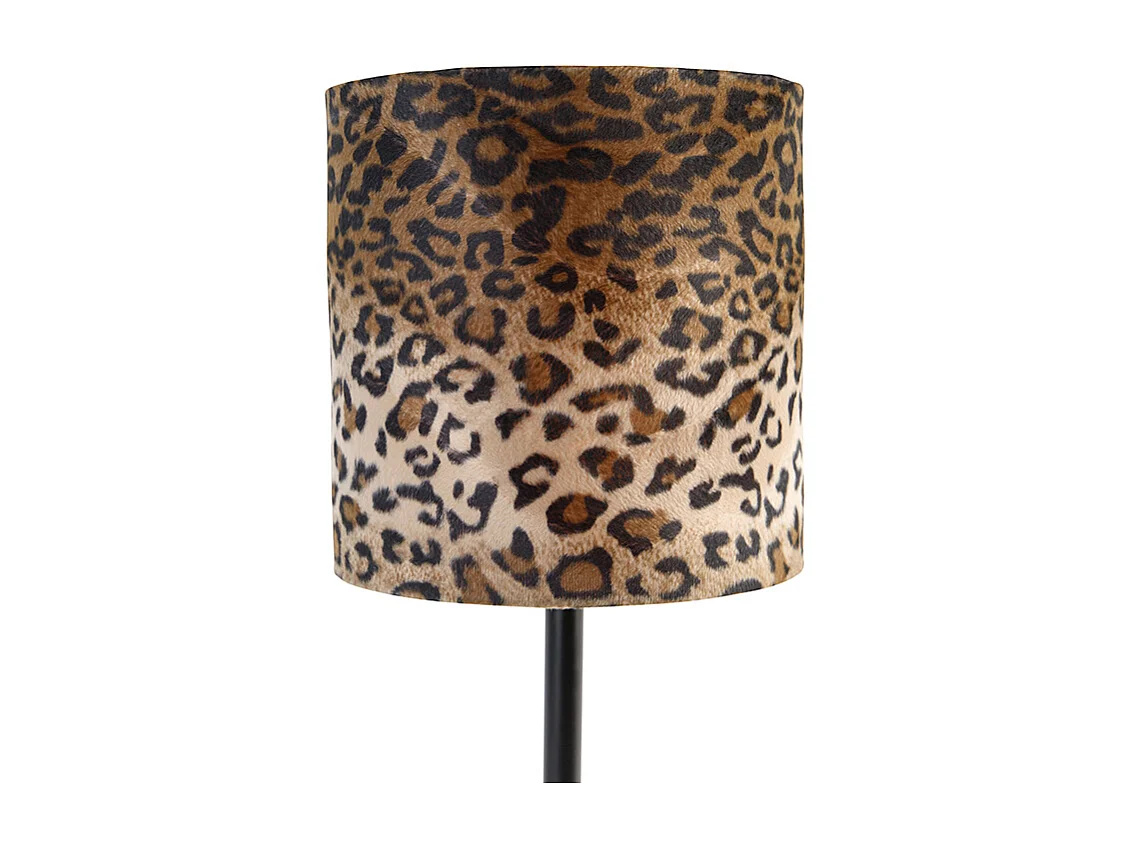 Lampe de table moderne noire avec abat-jour léopard 25 cm - Simplo