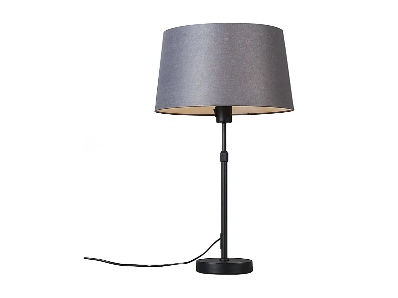 Lampe de table noir avec abat-jour gris 35 cm réglable - Parte