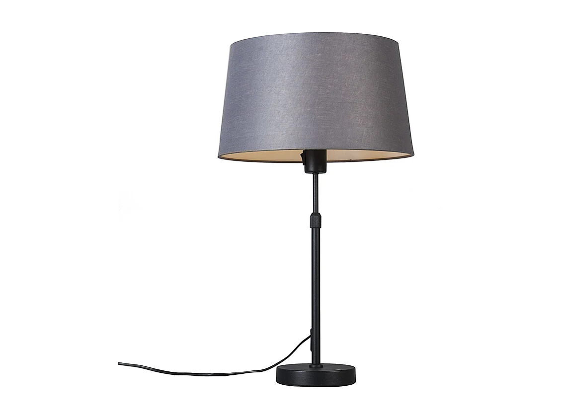 Lampe de table noir avec abat-jour gris 35 cm réglable - Parte