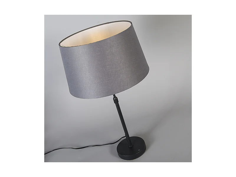 Lampe de table noir avec abat-jour gris 35 cm réglable - Parte