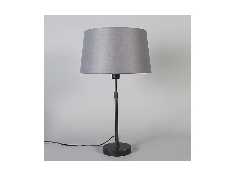 Lampe de table noir avec abat-jour gris 35 cm réglable - Parte