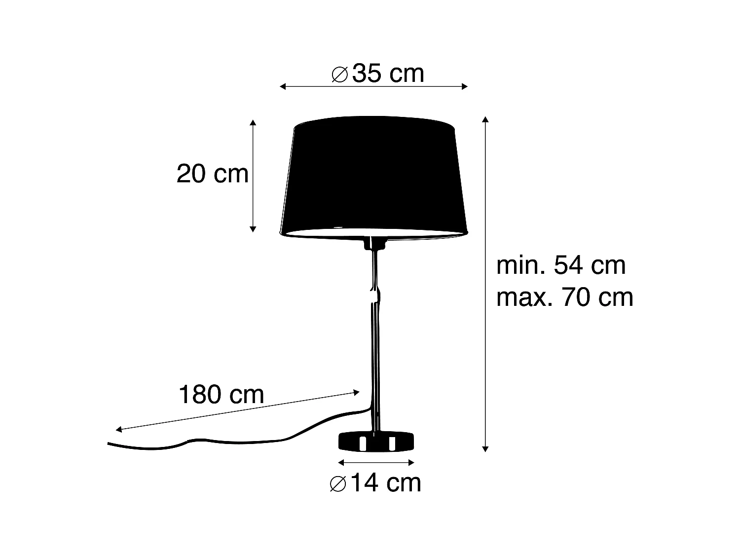 Lampe de table noir avec abat-jour gris 35 cm réglable - Parte