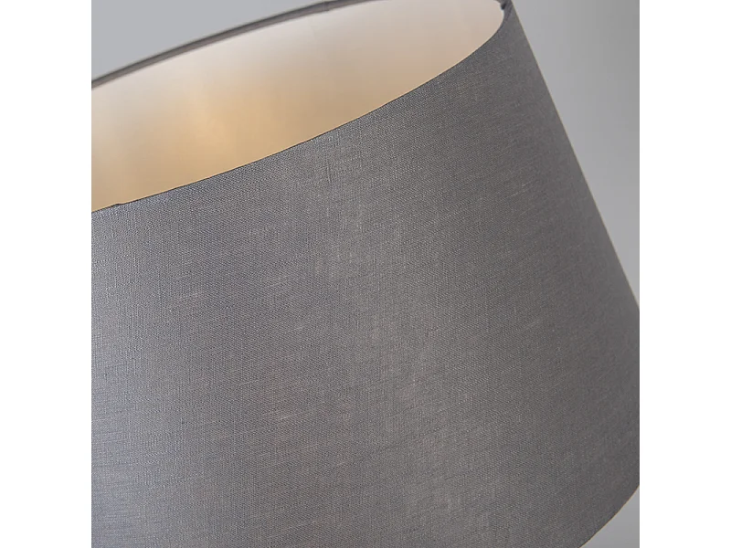 Lampe de table noir avec abat-jour gris 35 cm réglable - Parte