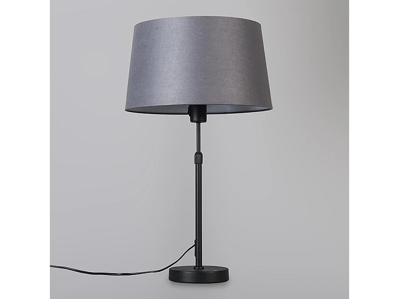 Lampe de table noir avec abat-jour gris 35 cm réglable - Parte