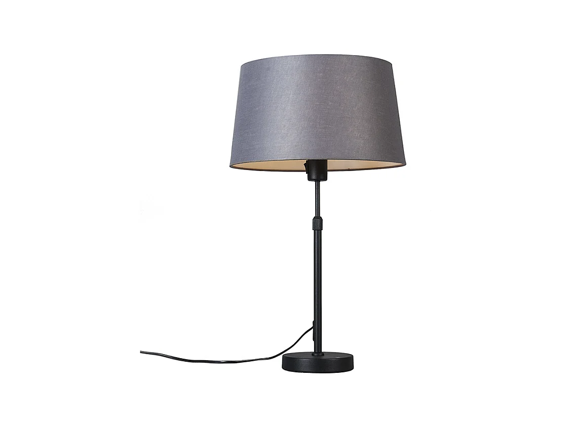 Lampe de table noir avec abat-jour gris 35 cm réglable - Parte