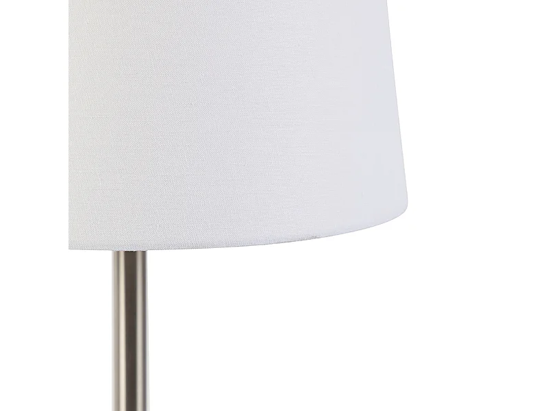 Lampe de table moderne en acier avec abat-jour blanc 32 cm - Simplo