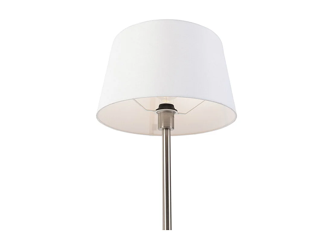 Lampe de table moderne en acier avec abat-jour blanc 32 cm - Simplo