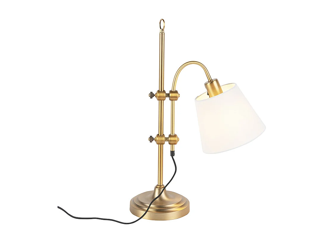 Lampe de table classique en bronze avec abat-jour blanc - Ashley