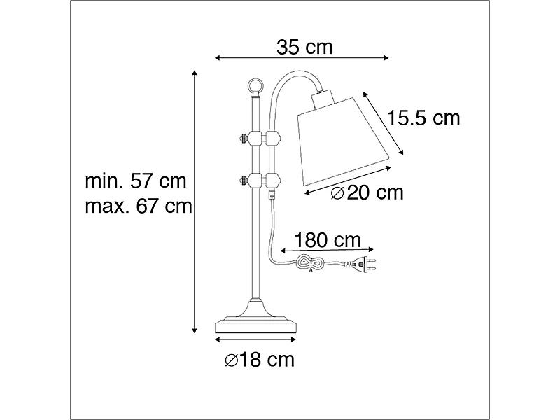 Lampe de table classique en bronze avec abat-jour blanc - Ashley