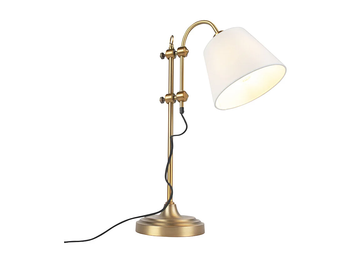Lampe de table classique en bronze avec abat-jour blanc - Ashley