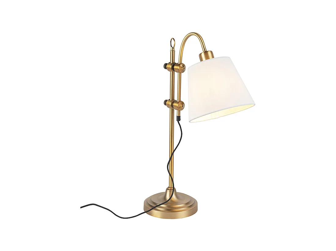 Lampe de table classique en bronze avec abat-jour blanc - Ashley