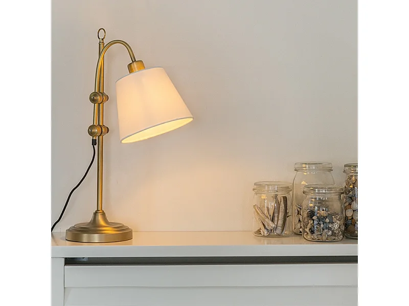 Lampe de table classique bronze avec abat-jour blanc - Ashley