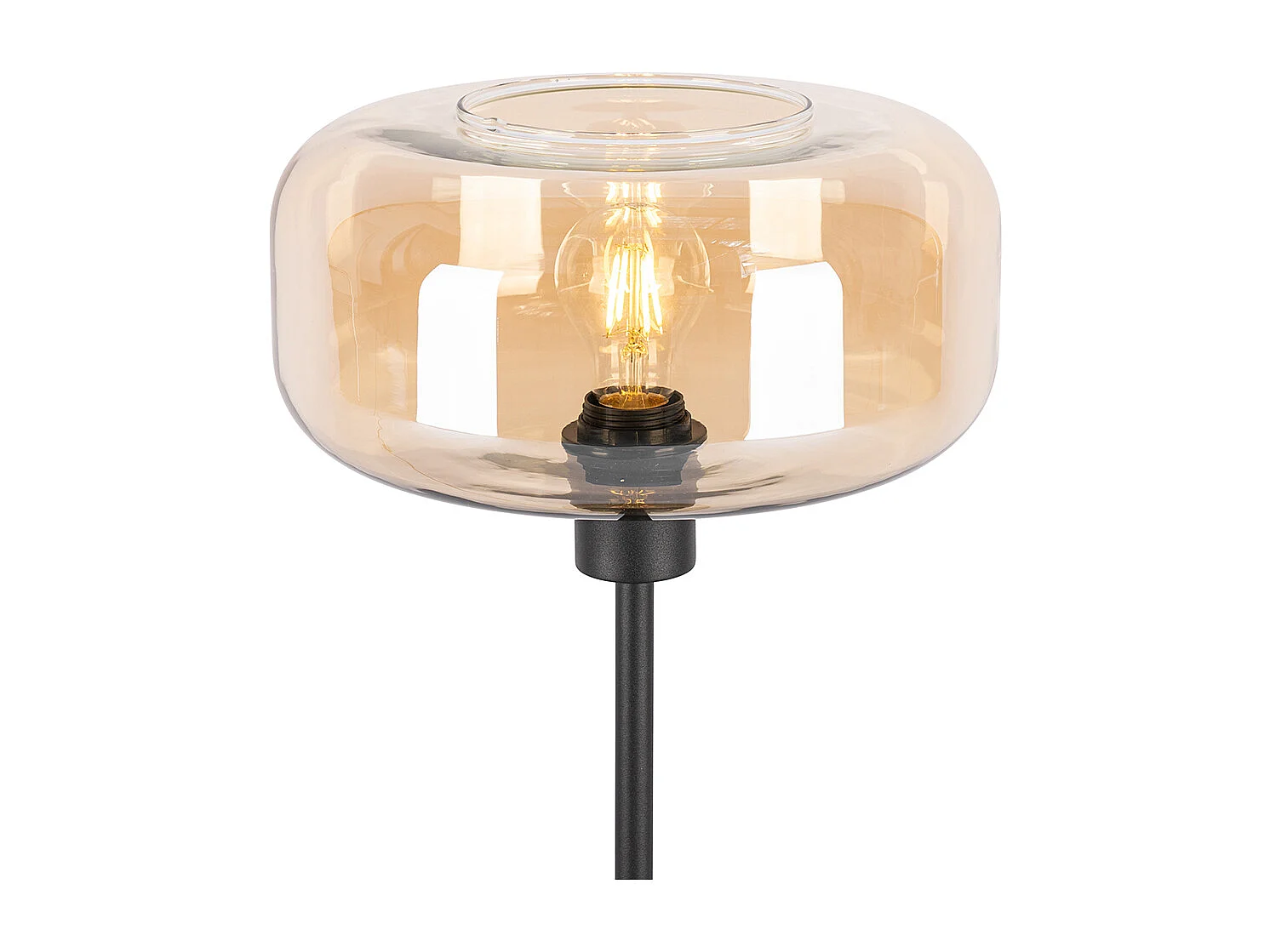 Lampe de table art déco noire avec verre ambré - Bizle